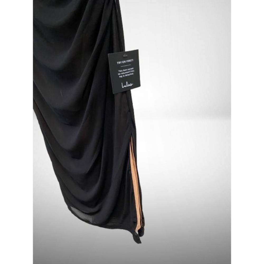Lulus Enticing Perfection Black Mesh One-Shoulder Bodycon Midi Dress NEW XS - Picture 4 of 6